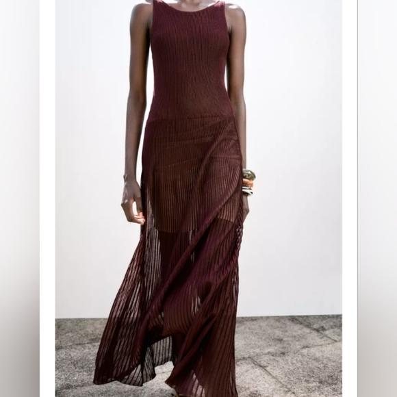 Zara Ribbed Knit Maxi Dress - Picture 6 of 7
